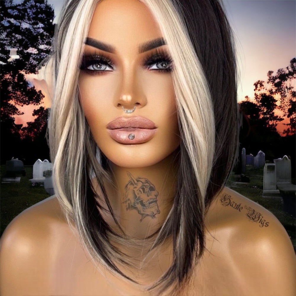 Dark brown & black, blonde wig